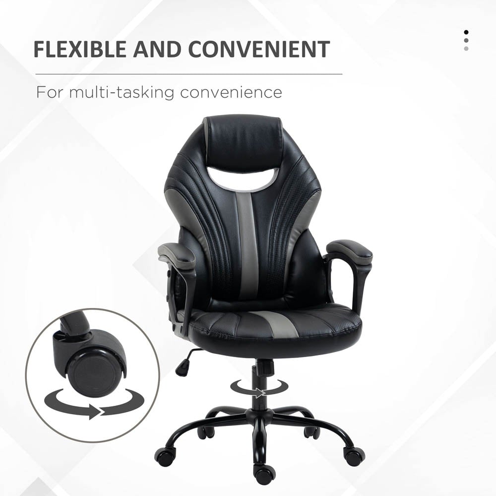 Portland Black and Grey PU Leather Racing Gaming Chair Image 4