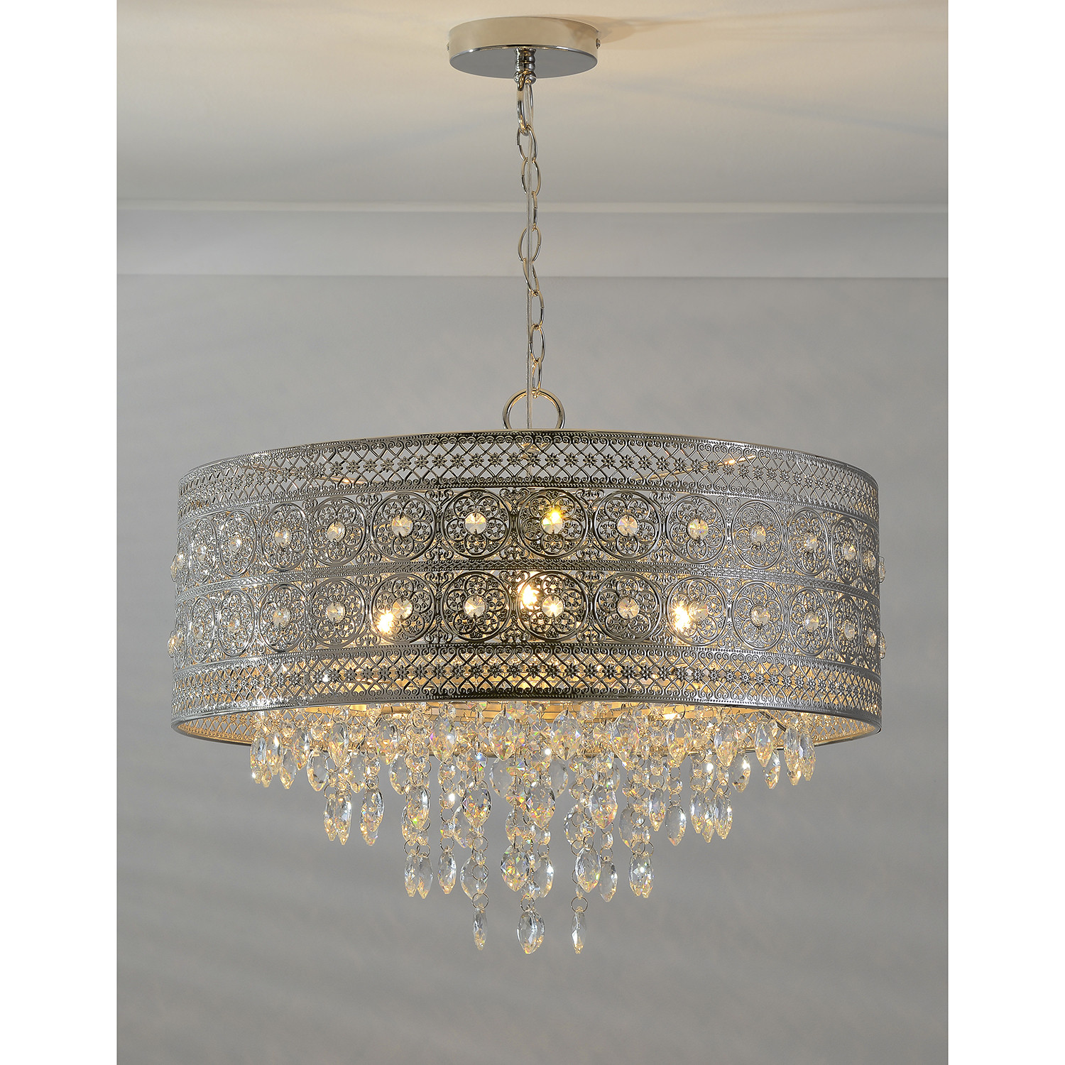 Florence Crystal 3 Light Flush Fitting Ceiling Light Image 2