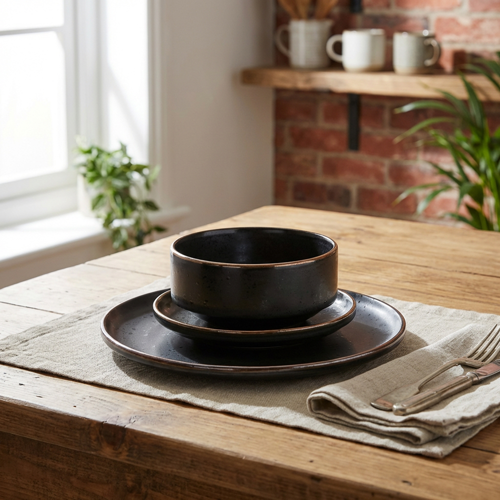 Kaiseki Speckle Black 12 Piece Dinner Set Image 7