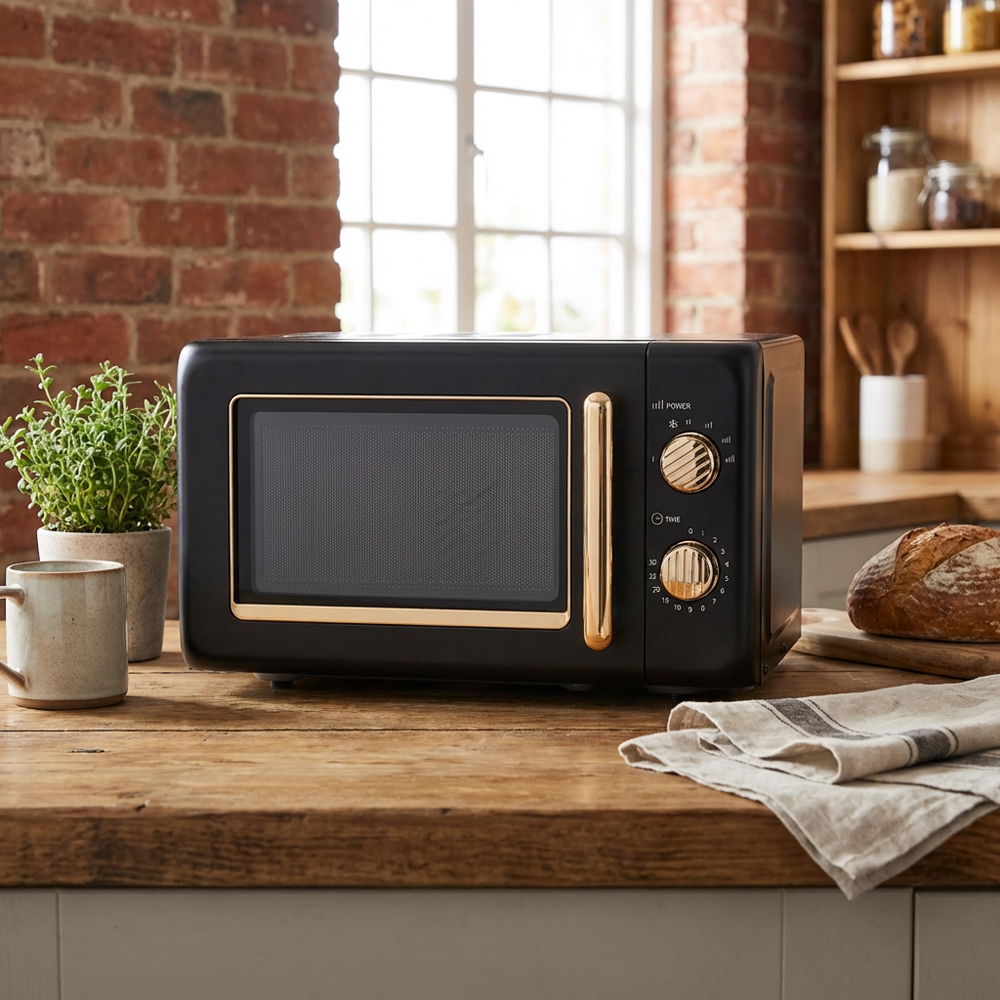 Ayano Microwave with Gold Accents 20L - Black and Gold Image 4