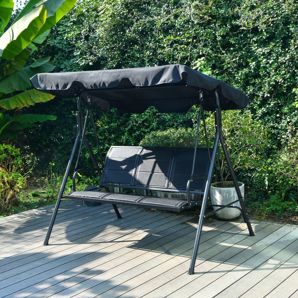 Outdoor Essentials Palma Air Tex 3 Seater Black Swing Chair Image 3
