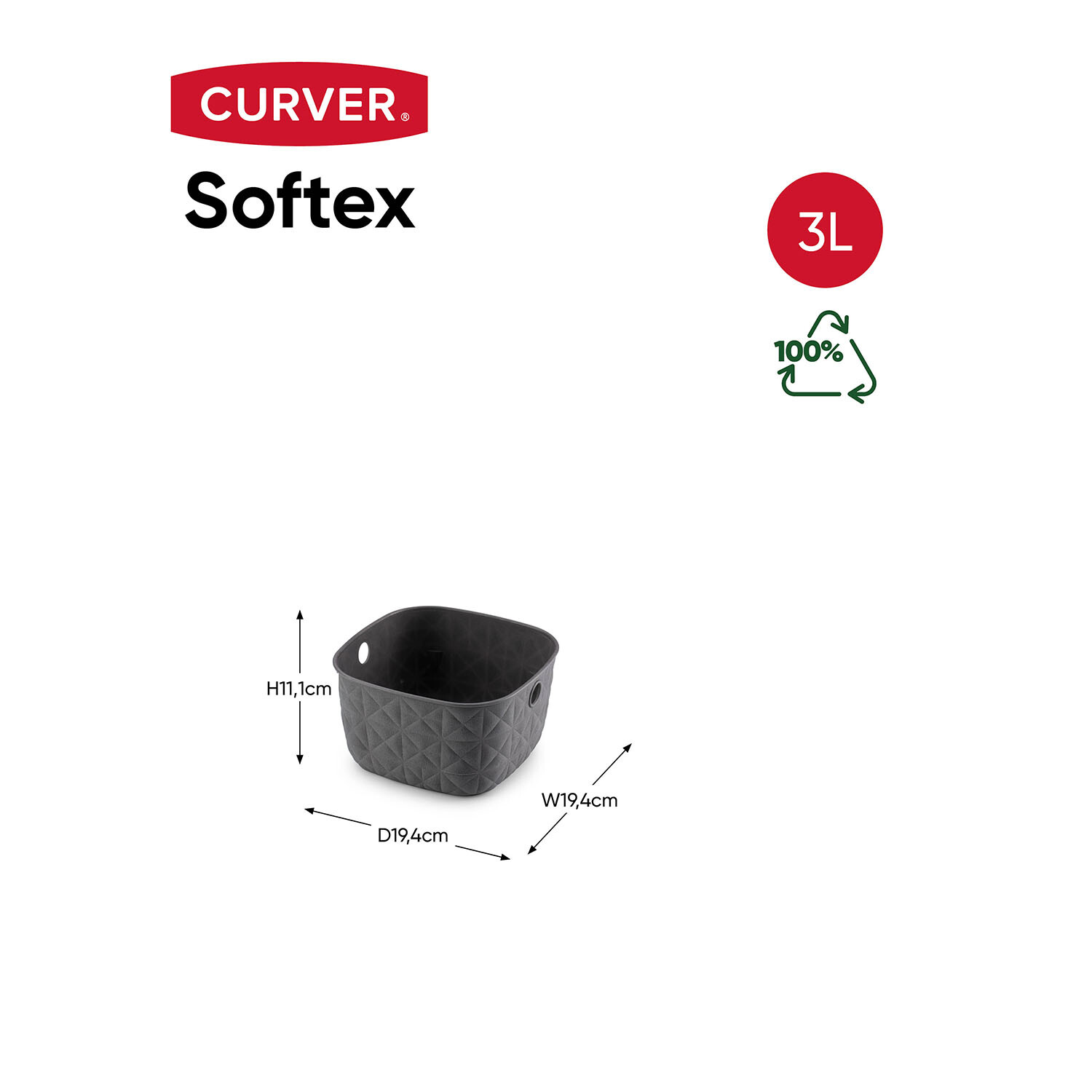 Curver Softex 3L Grey Storage Basket Image 8