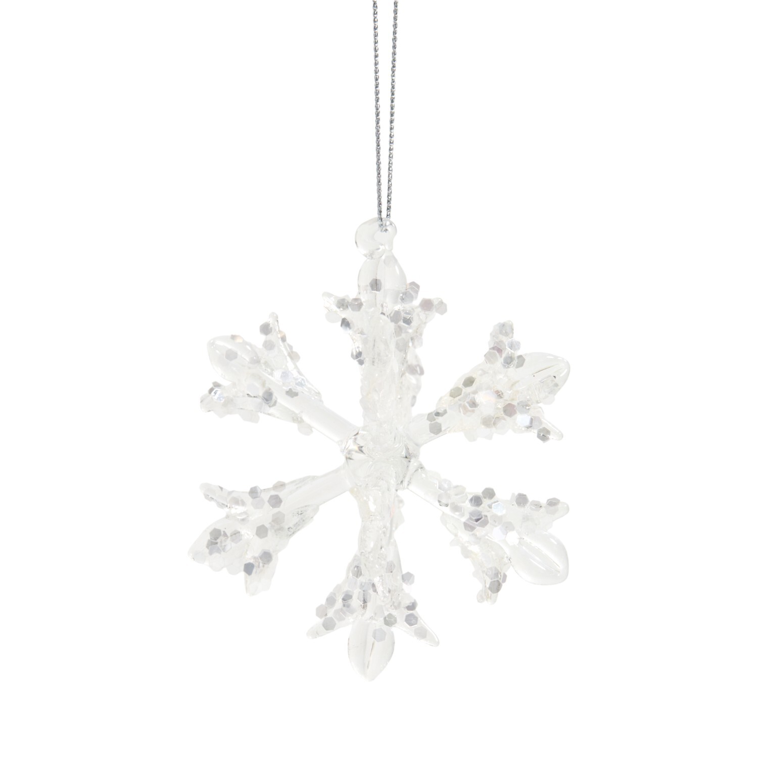 Glass 3D Snowflake Hanging Decoration Clear Image 2