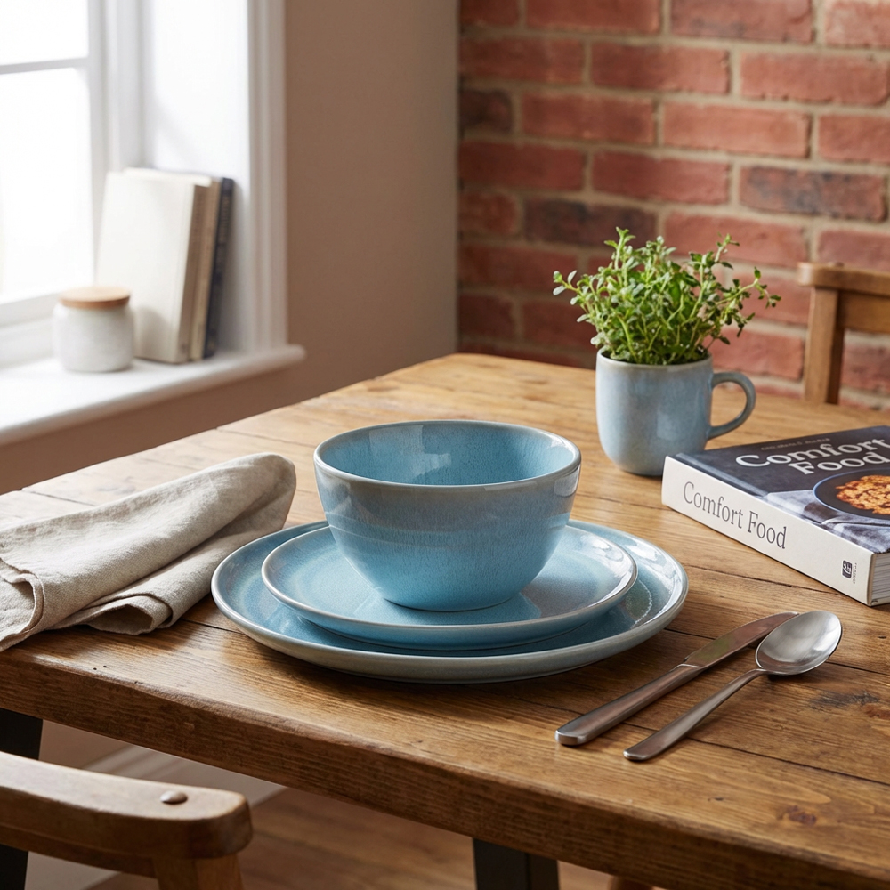 12 Piece Reactive Glaze Dinner Set - Blue Image 7