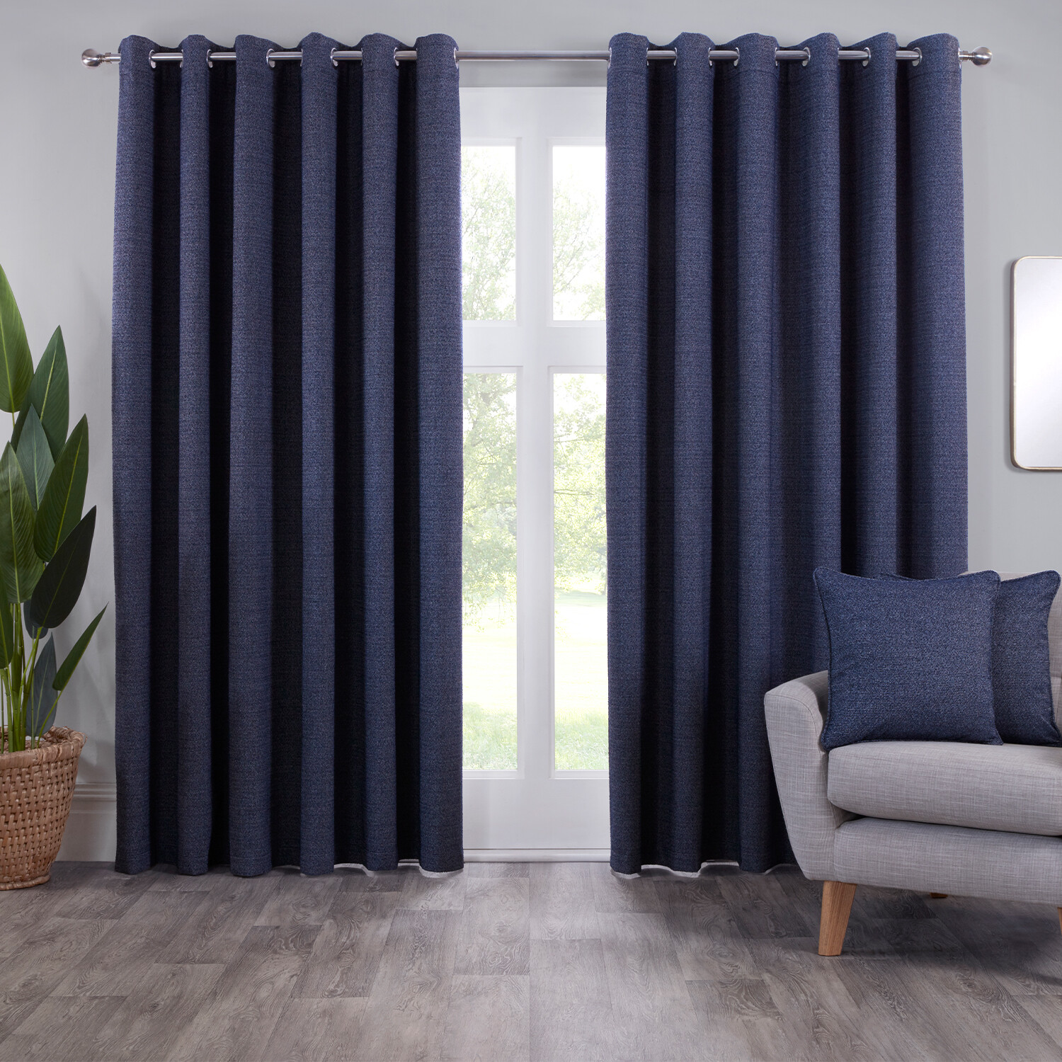 Crofton Eyelet Curtain - Navy / 229cm / 168cm Image 2