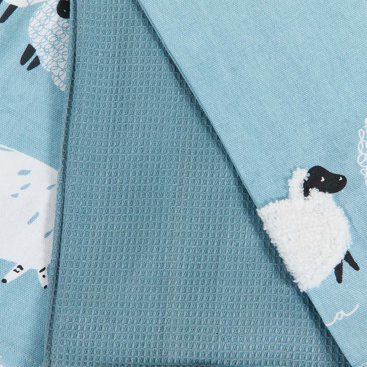 Pack of 3 Highland Flock Fluffy Tea Towels - Blue Image 3