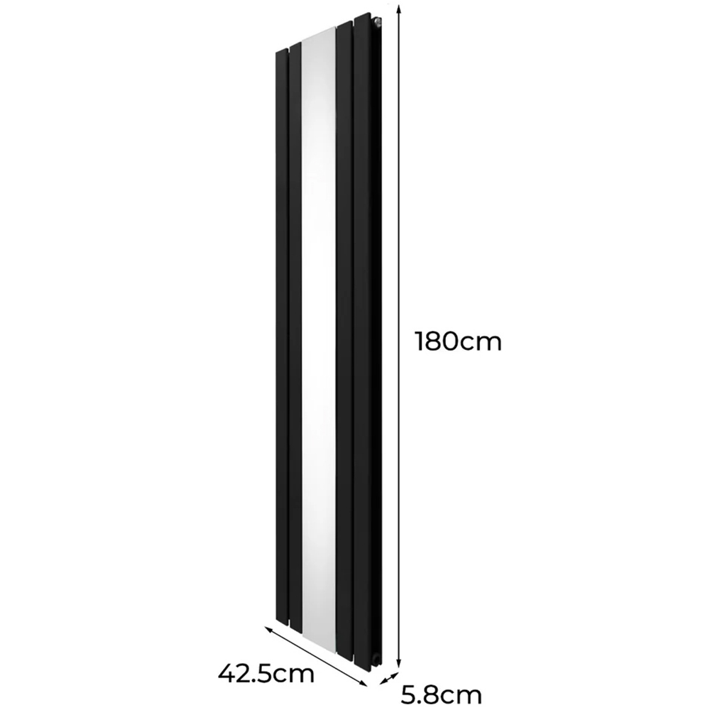 Monster Shop 6012BTU Black Flat Panel Mirror Radiator 1800 x 425mm Image 6
