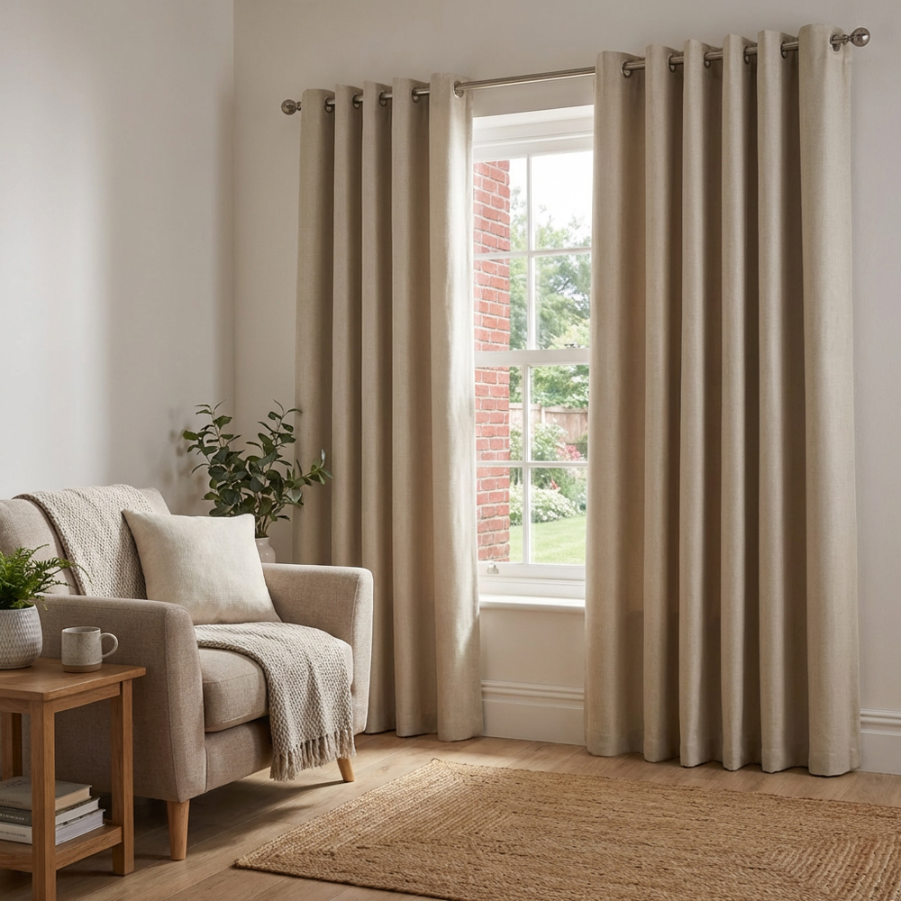 Taylor Blackout Eyelet Curtains - Natural / 229cm Image 4