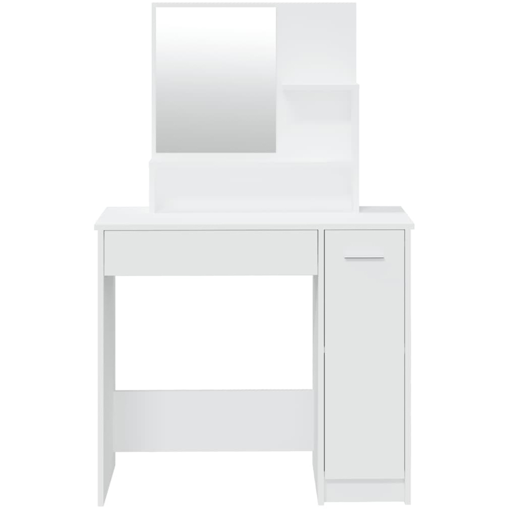Walplus Single Door Single Drawer 3 Shelf White Dressing Table with Mirror Image 6