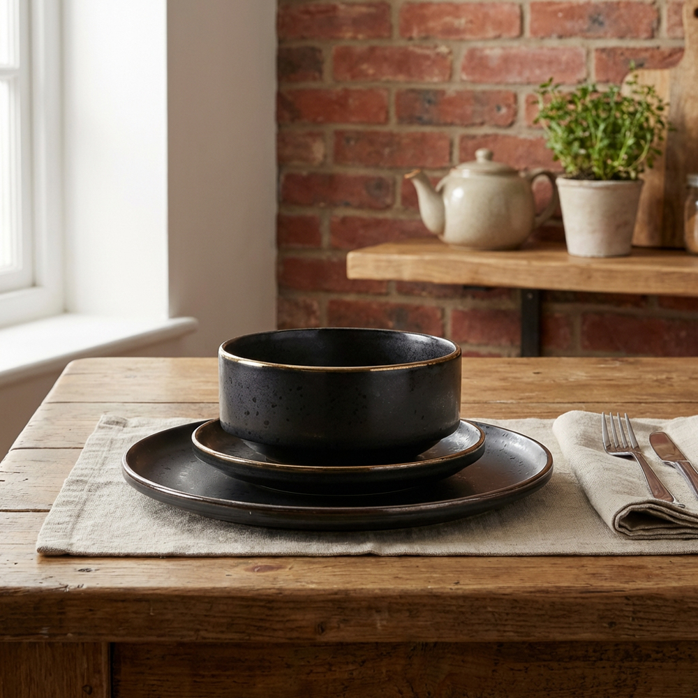 Kaiseki Speckle Black 12 Piece Dinner Set Image 5