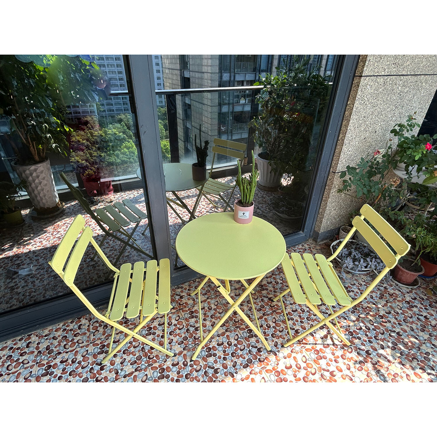 Orla Metal Bistro Set - Yellow Image 2
