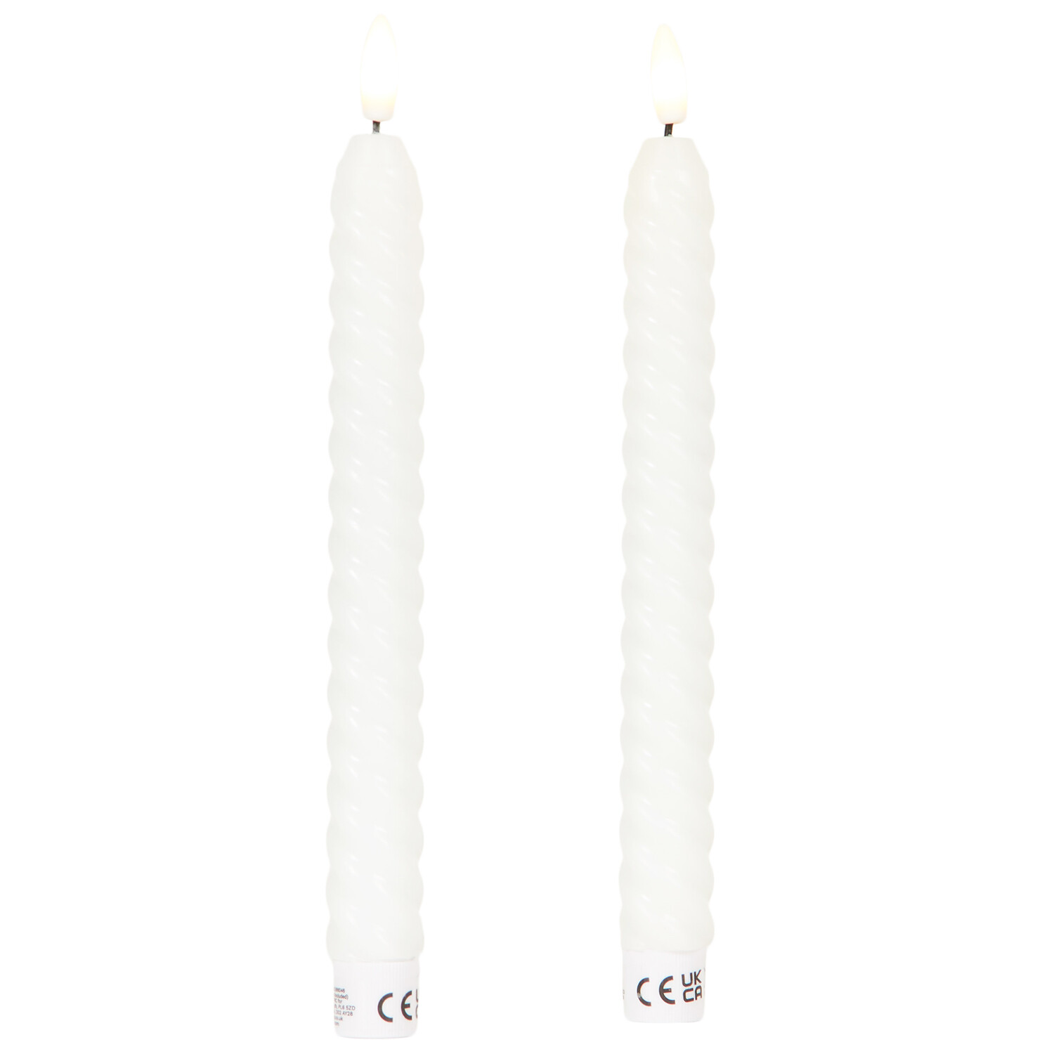 Set of 2 Twist Taper LED Candles - White or Ivory Image 6