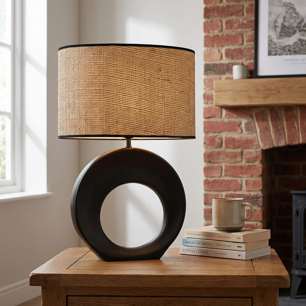 Colson Table Lamp - Black and Natural Image 6