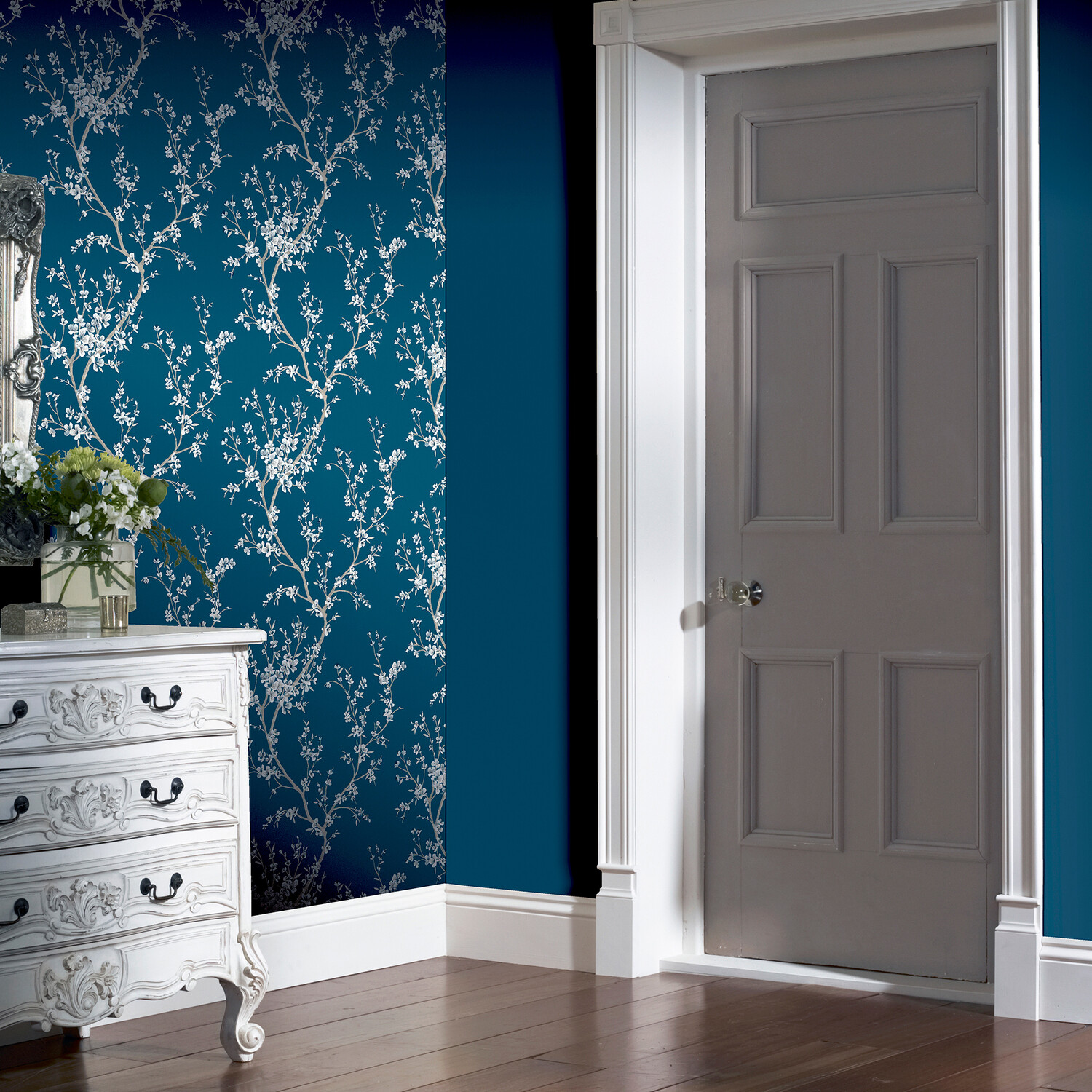 Oriental Trail Glitter Effect Wallpaper - Teal Image 5