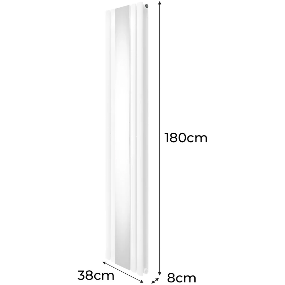 Monster Shop 3340 BTU White Oval Mirror Radiator 1800 x 380mm Image 6