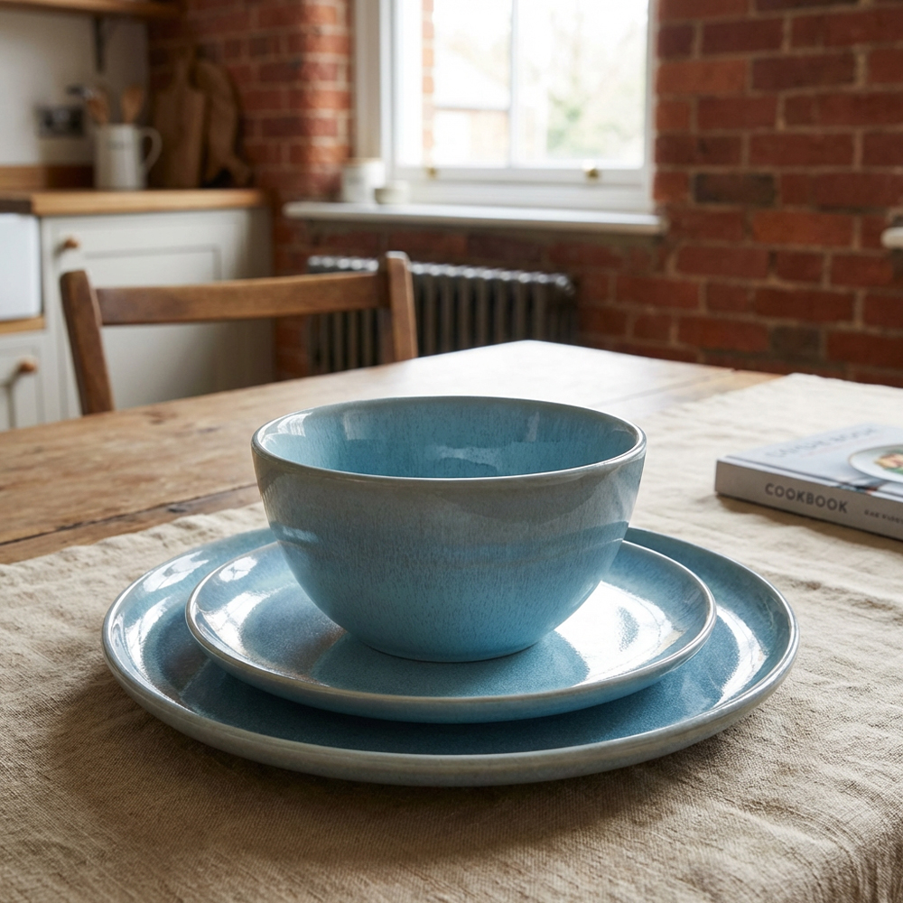 12 Piece Reactive Glaze Dinner Set - Blue Image 5