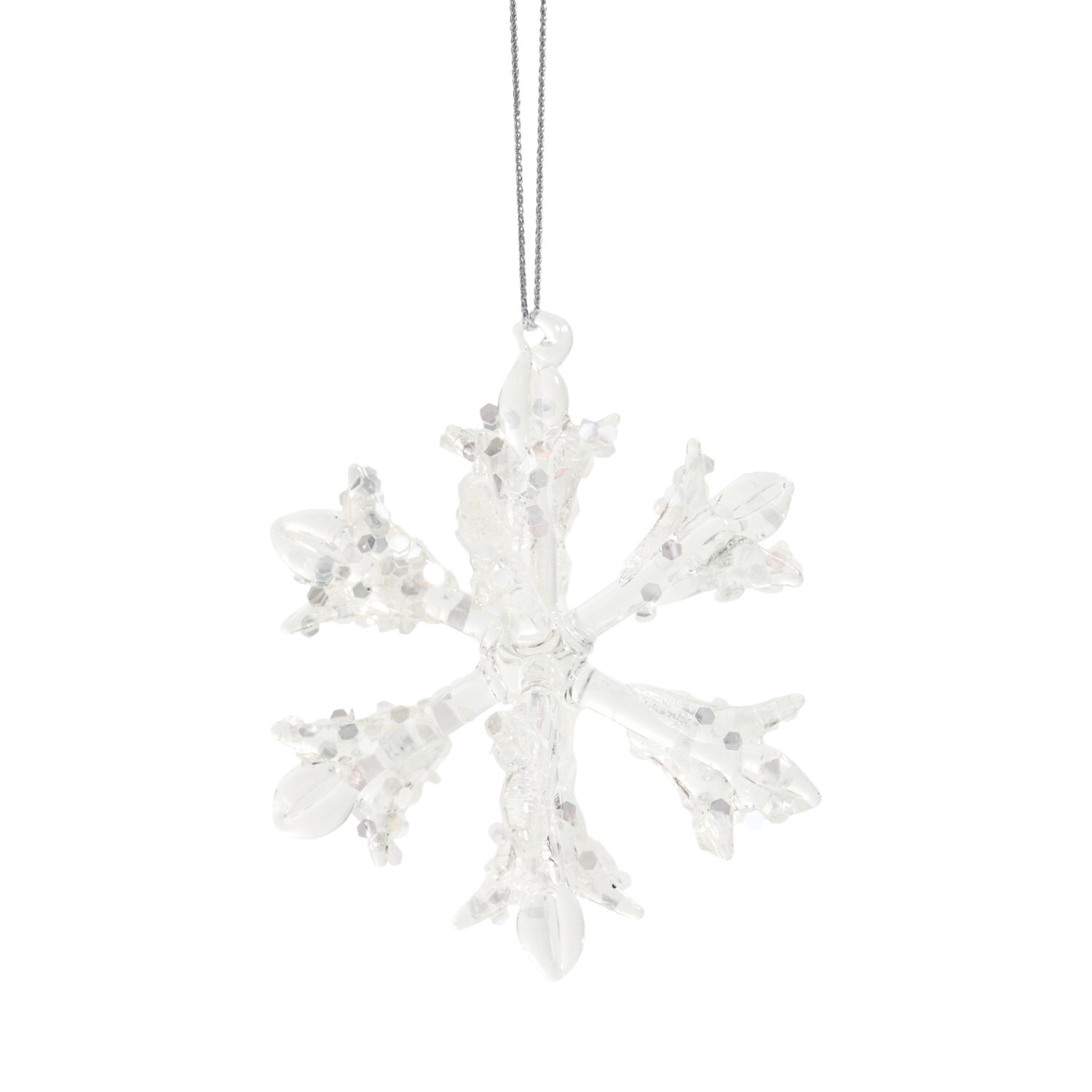 Glass 3D Snowflake Hanging Decoration Clear Image 3