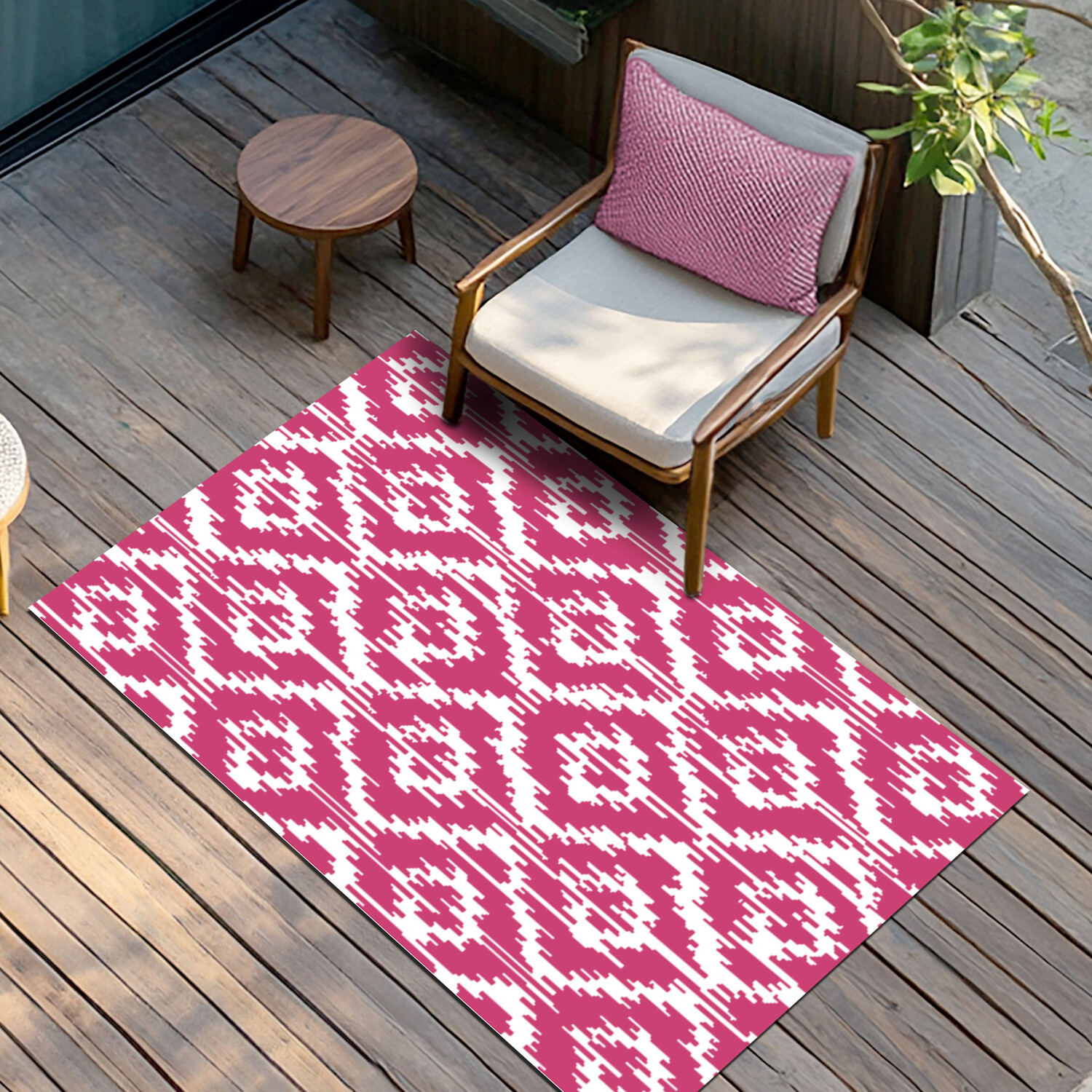 Diamond Haze Reversible Outdoor Rug - Pink Image 3