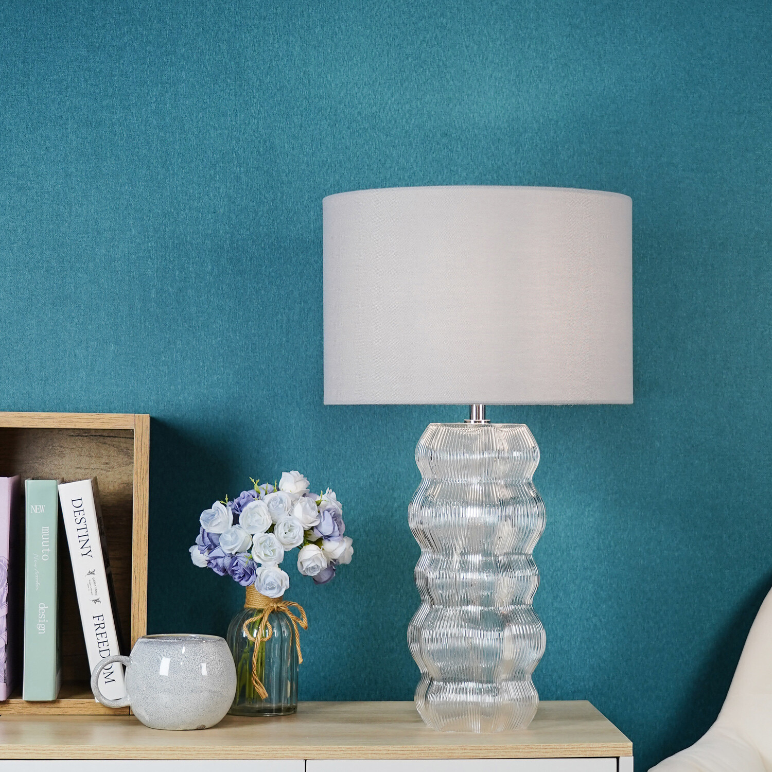 Celina Glass Table Lamp Grey Image 2