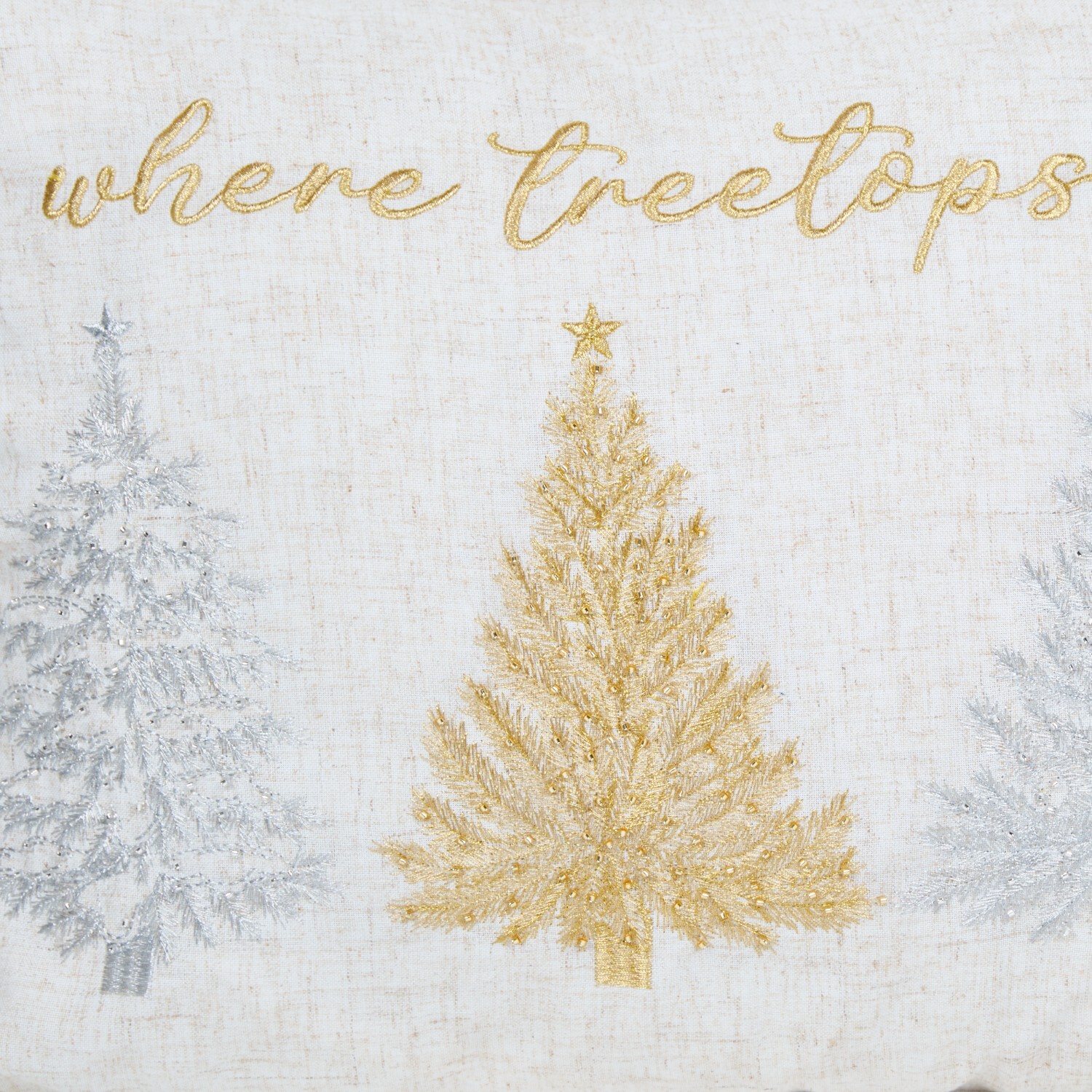 Treetops Glisten Embroidered Cushion White Image 2