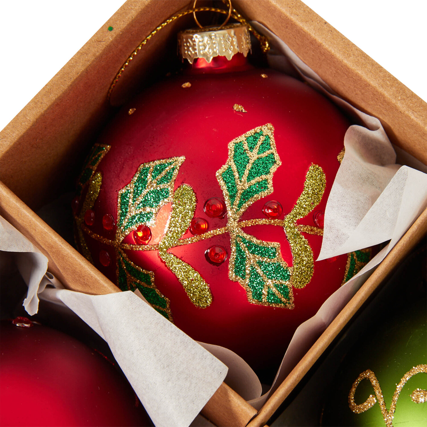 Set of 6 Traditional Glass Baubles Image 4