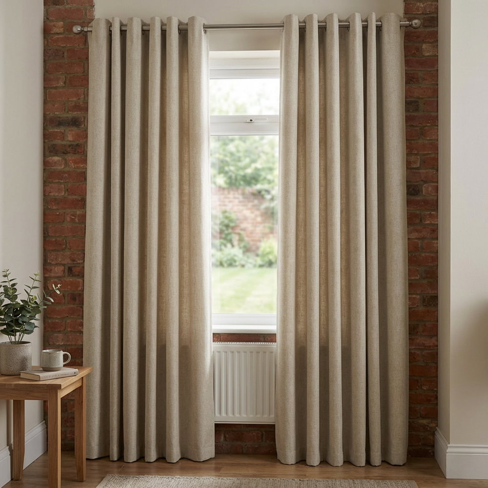 Taylor Blackout Eyelet Curtains - Natural / 229cm Image 7