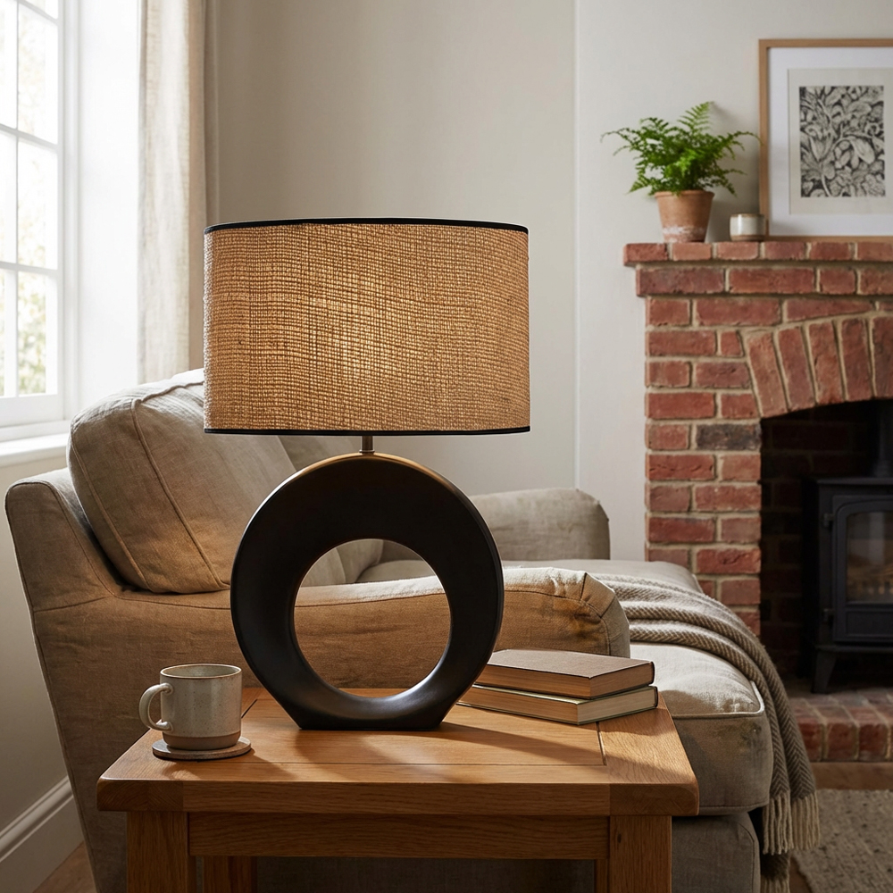 Colson Table Lamp - Black and Natural Image 5