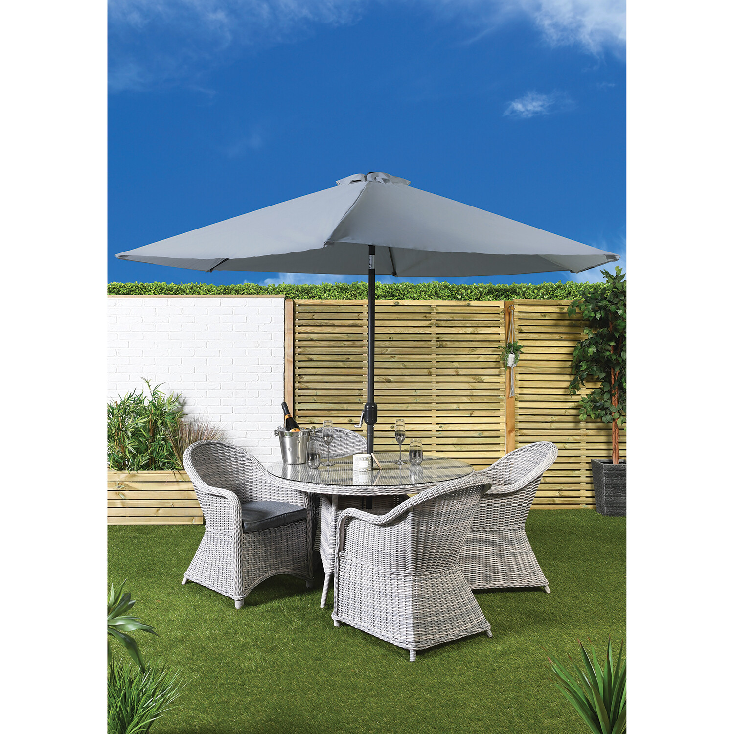 Grey Crank and Tilt Parasol 2.7m Image 2