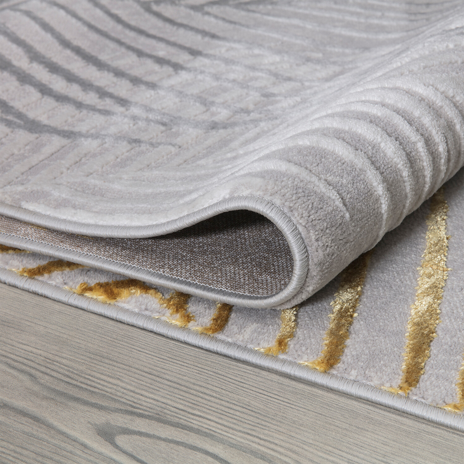 Contemporary Leaf Sunset Rug - Gold / 160cm Image 3