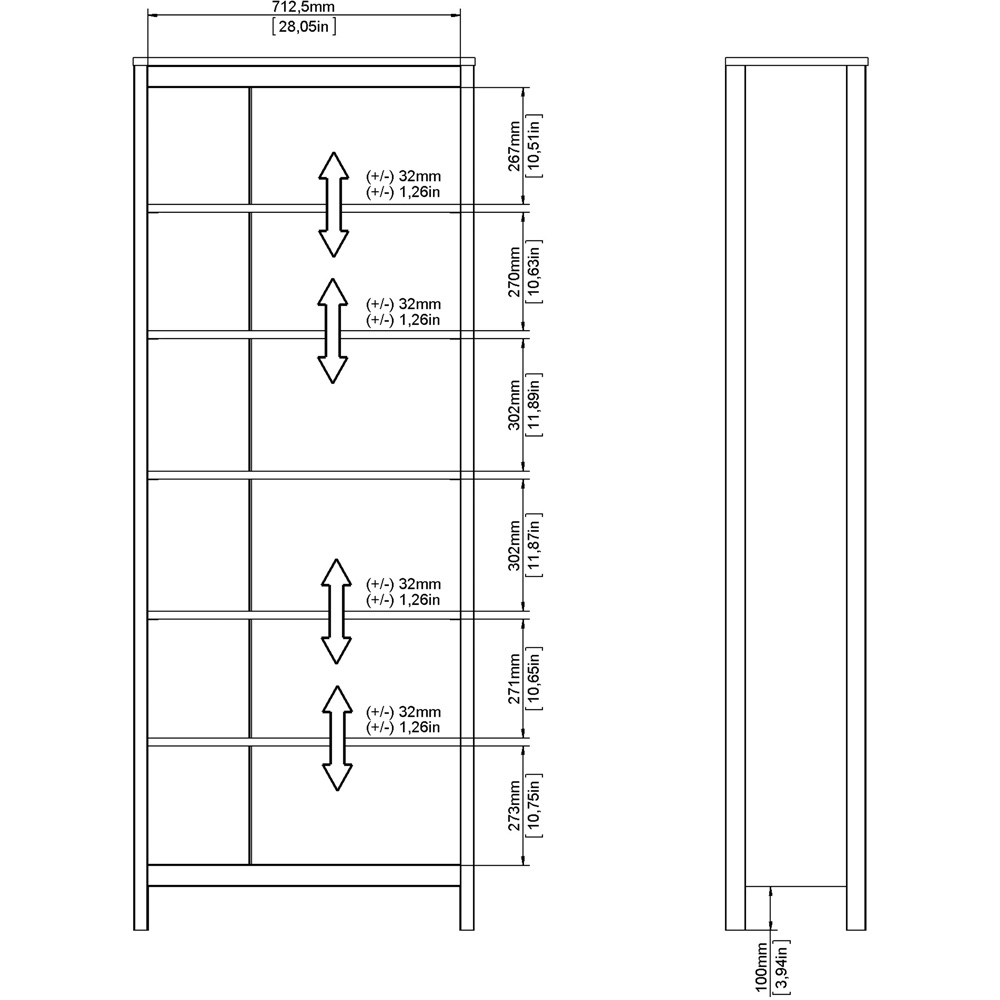 Furniture To Go Madrid Black 6 Shelf Bookcase Image 7