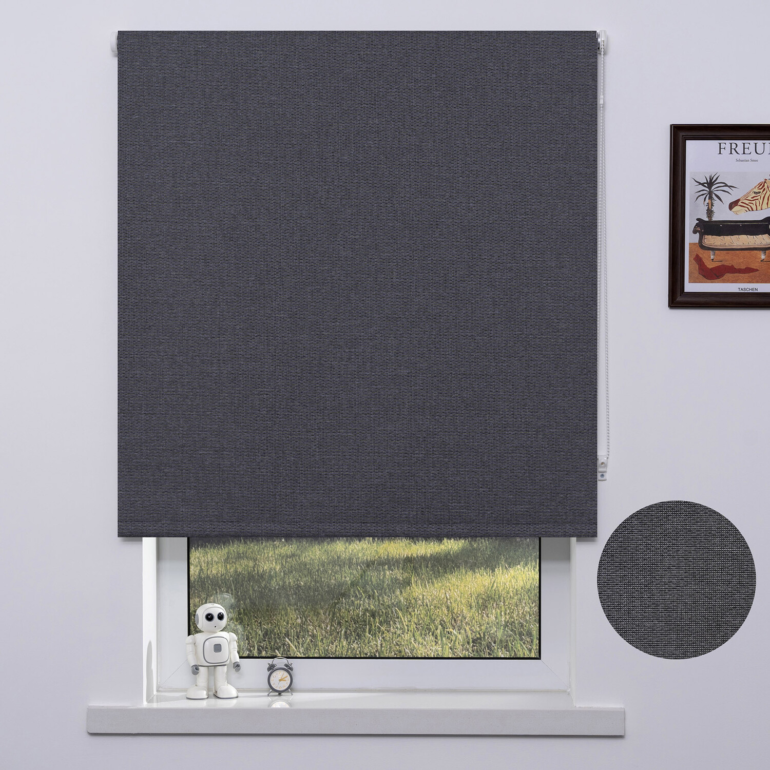 Trends Jute Textured Blackout Roller Blind Dark Grey 120cm Image 2