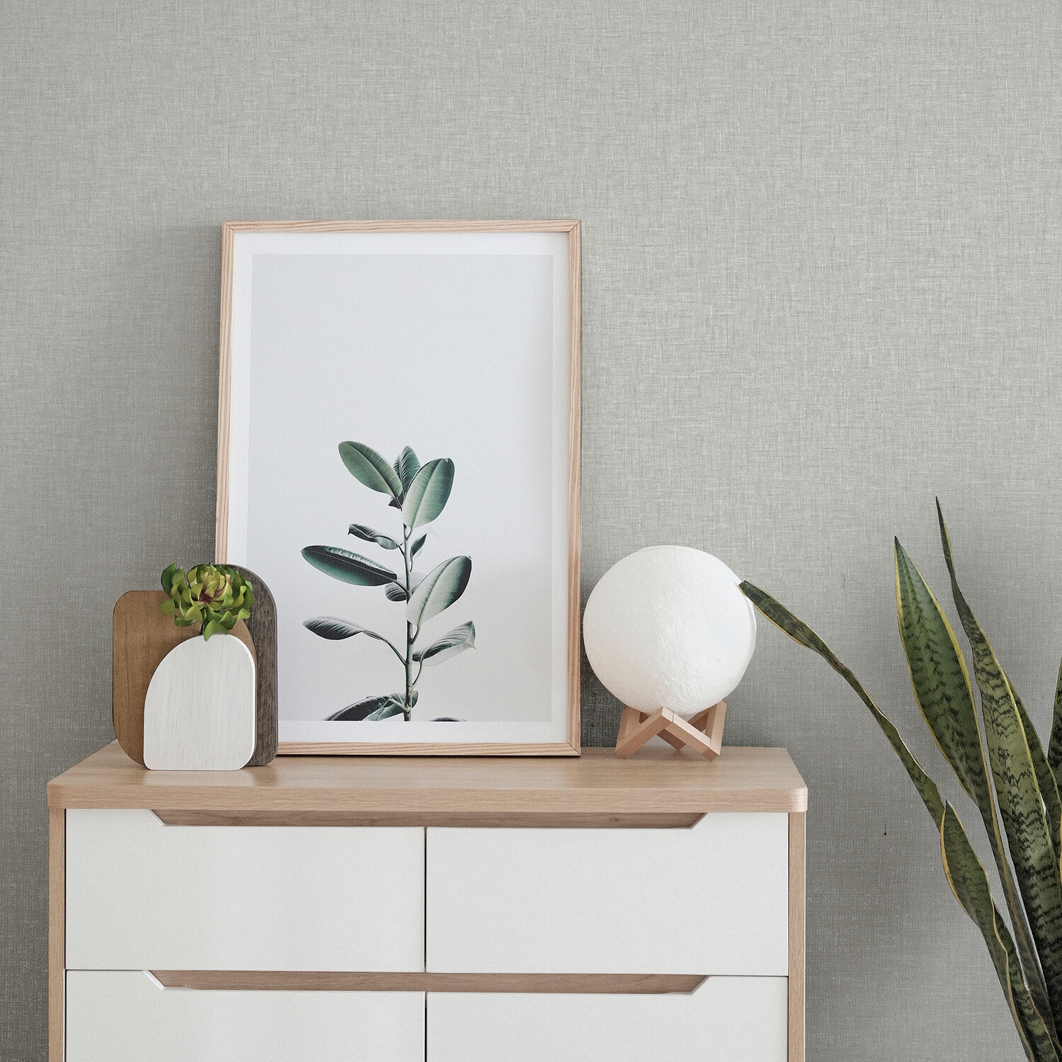 Linen Textured Wallpaper - Light Grey Image 3