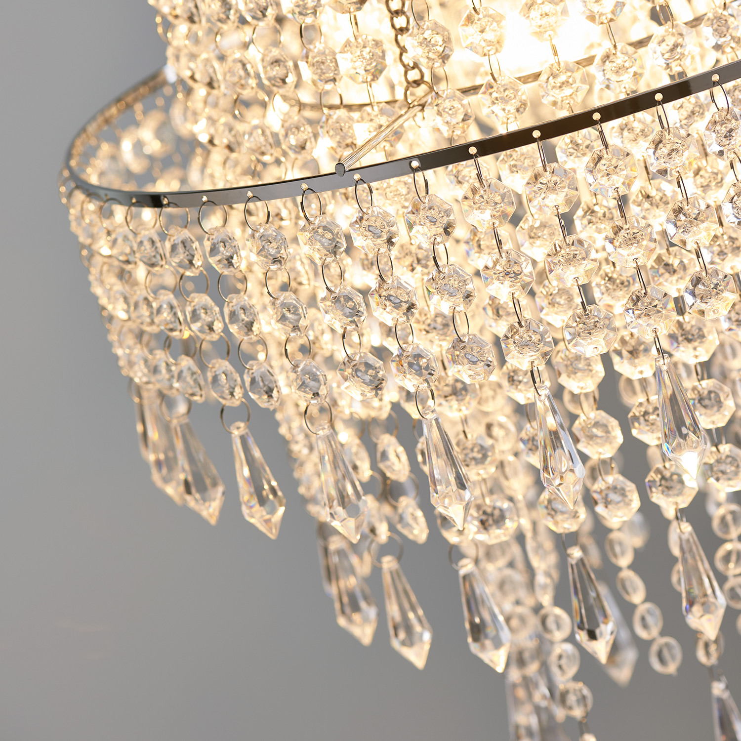 Sharna Silver Clear Jewelled Pendant Light Image 3