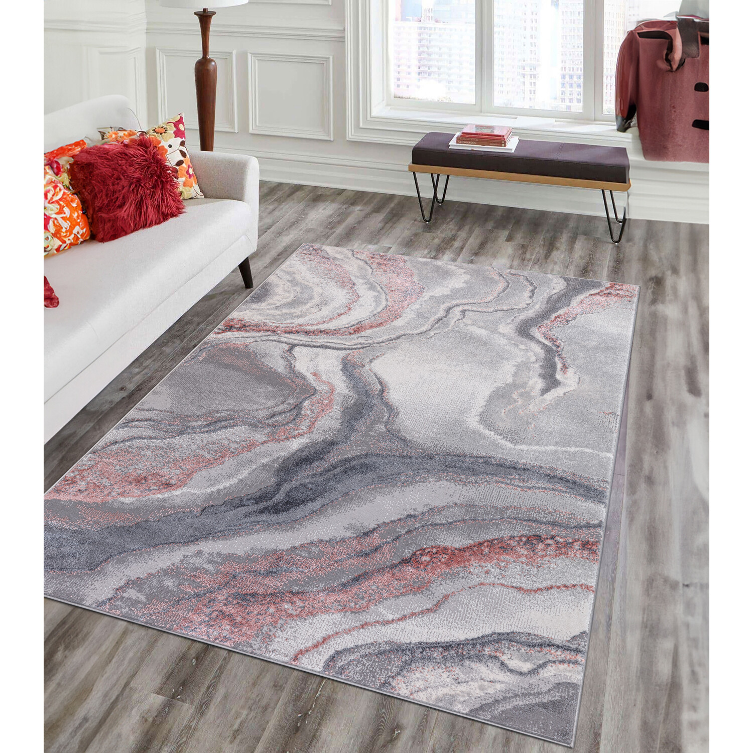 Sunset Agate Rug - Grey and Pink / 230cm Image 2