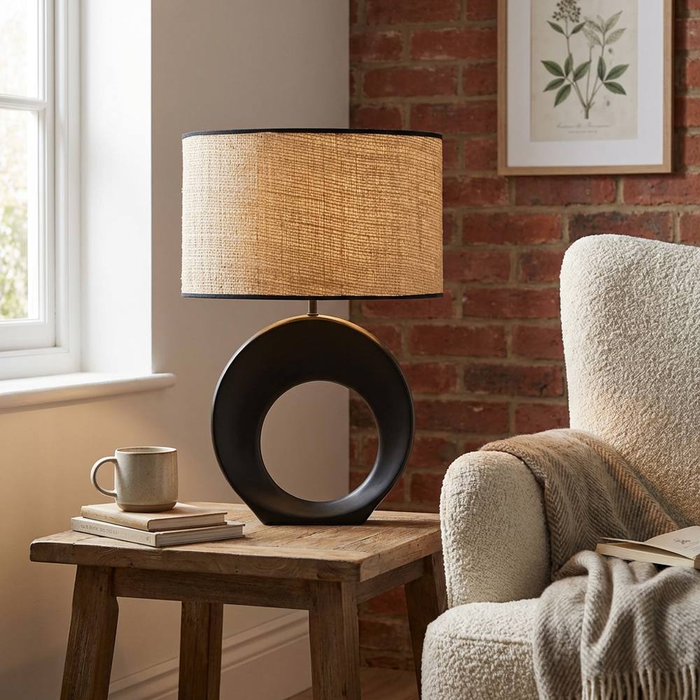 Colson Table Lamp - Black and Natural Image 4