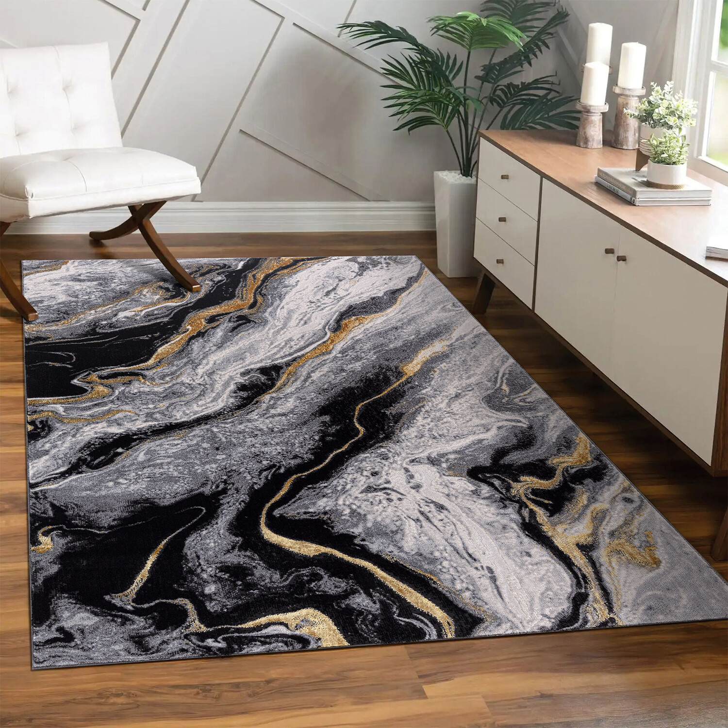 Sunset Lux Rug  - Silver / 120cm Image 2