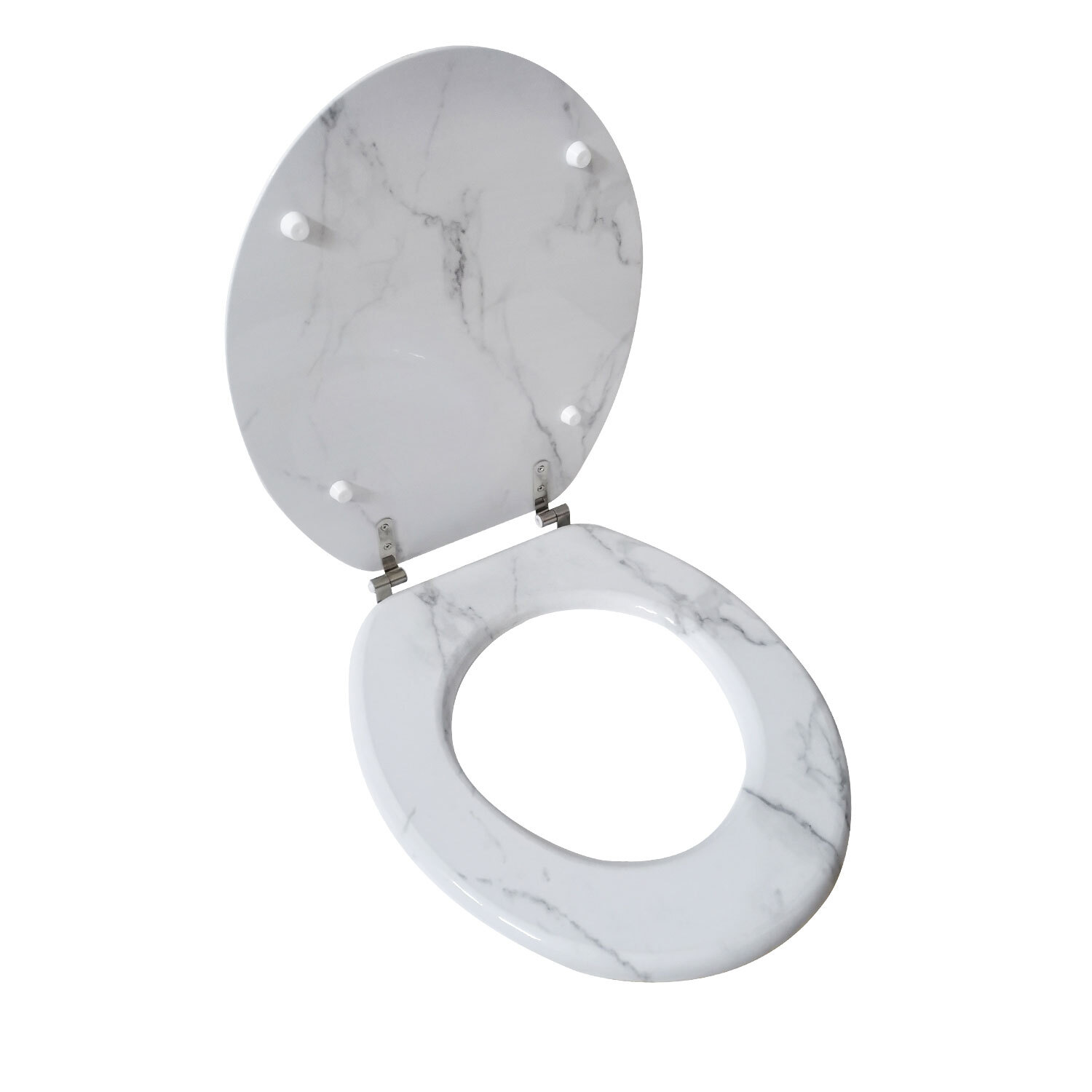 White Marble Effect Toilet Seat Image 6