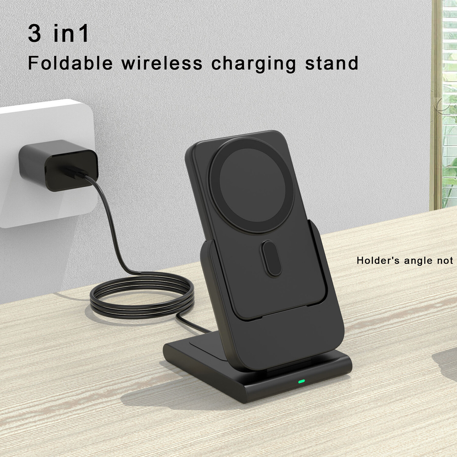 Wireless Charging Stand with Power Bank - Grey Image 3