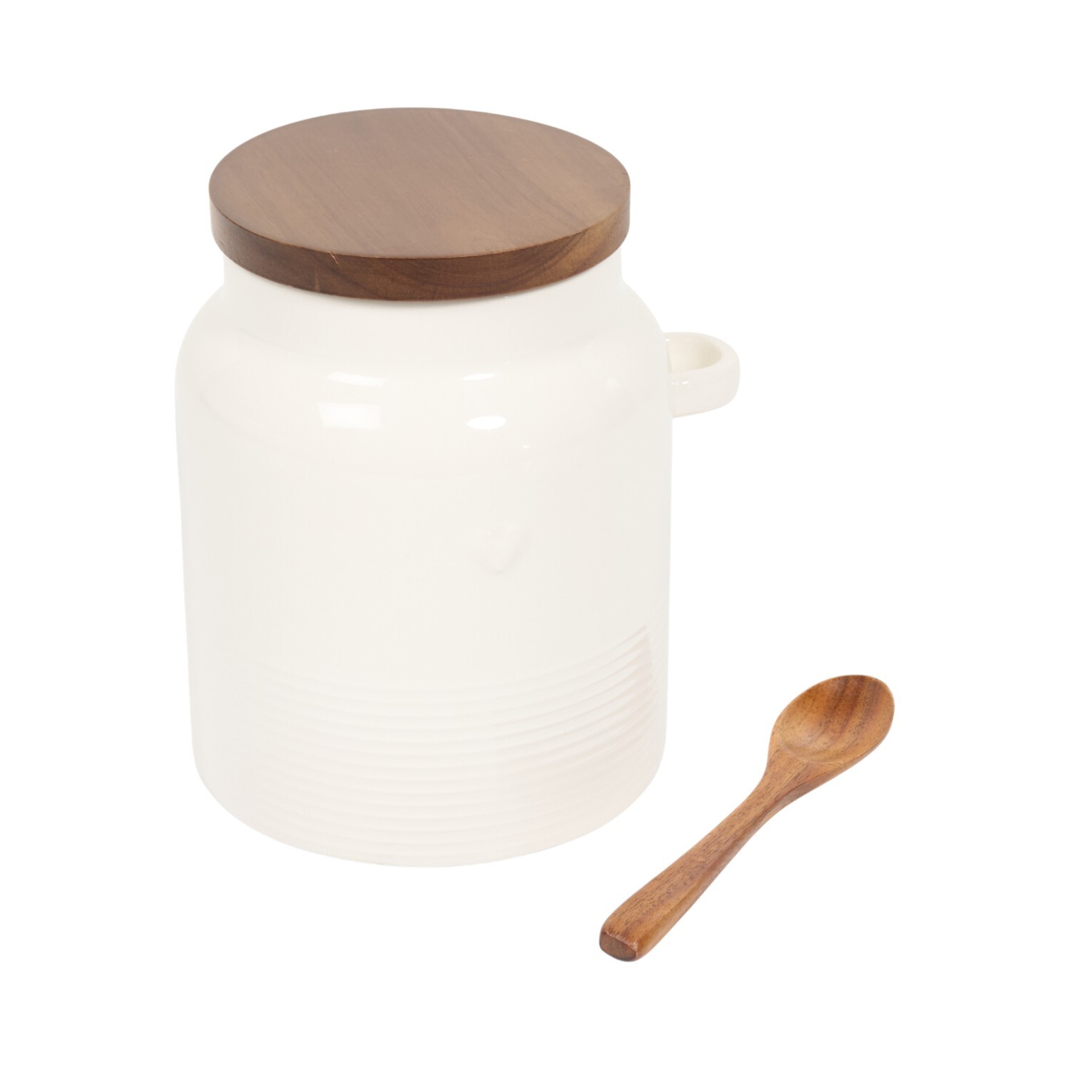 Heart Canister with Lid and Spoon White Image 4