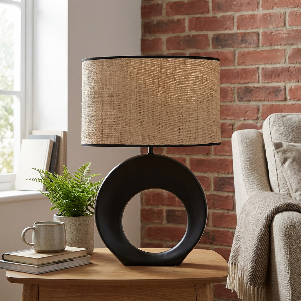 Colson Table Lamp - Black and Natural Image 7