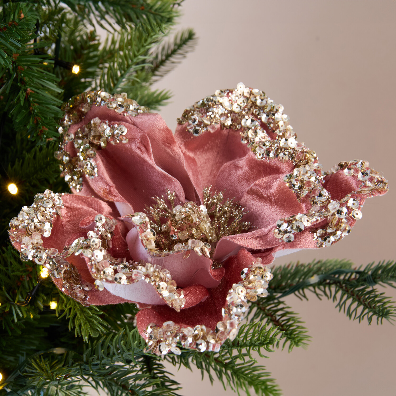 Blush Glitter Magnolia Pick Image 12