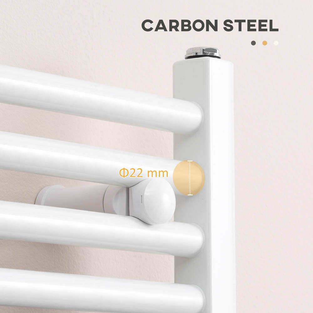 HOMCOM Heated Towel Rail, Hydronic Bathroom Ladder Radiator 600mm x 700mm White Image 8