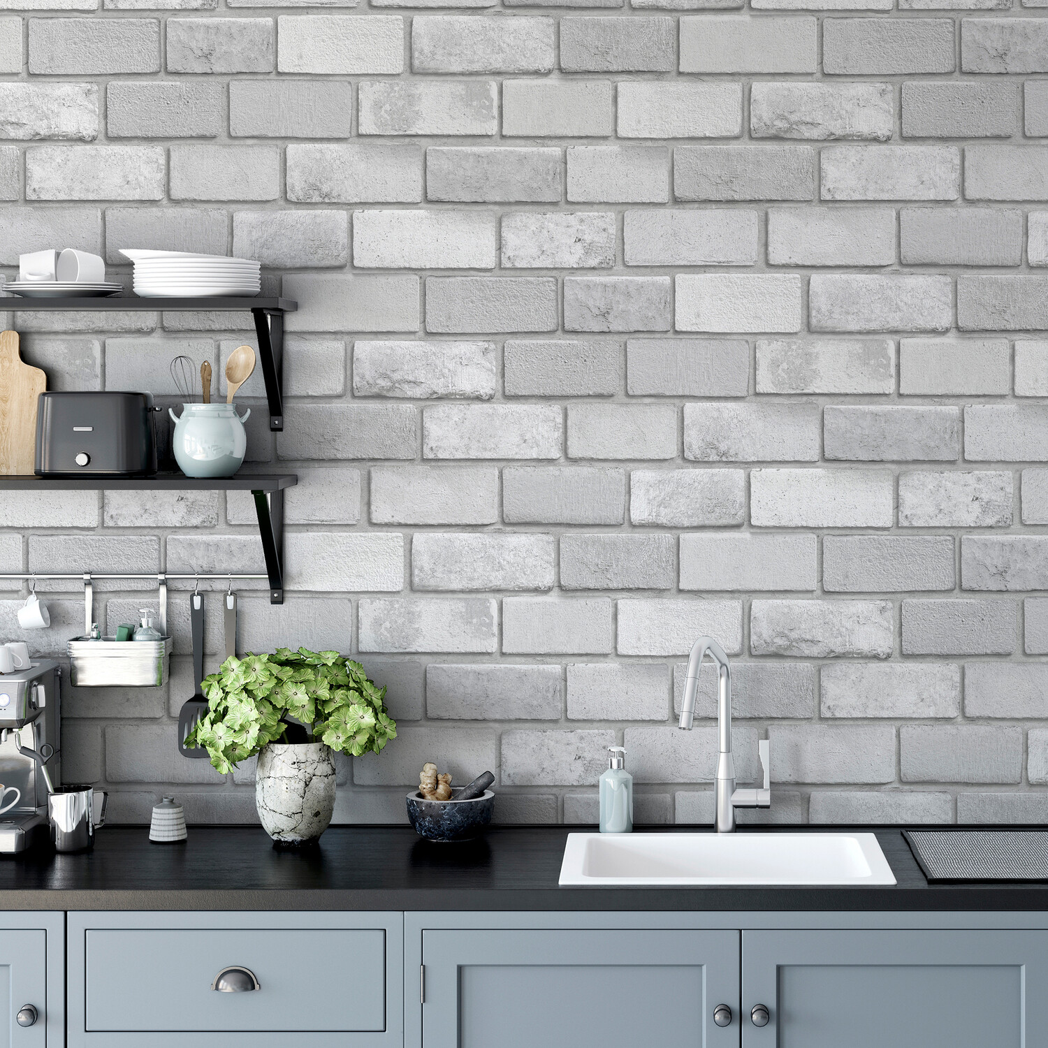 Diamond Textured Brick Wallpaper - Grey Image 6