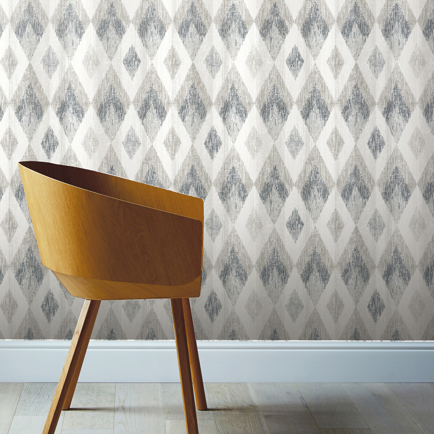 Scandi Diamond Textured Wallpaper - Silver Image 3