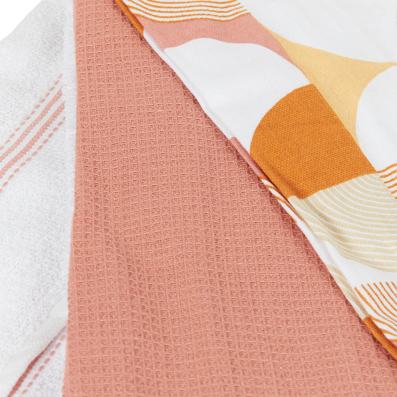 Pack of 3 My Home Pink Geo Print Tea Towels - Pink Image 4