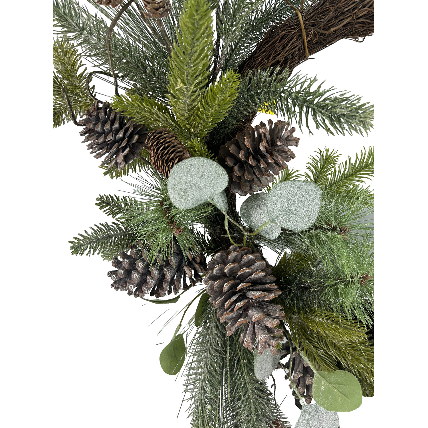 Twiggy Eucalyptus Half Wreath Green and Brown Image 2