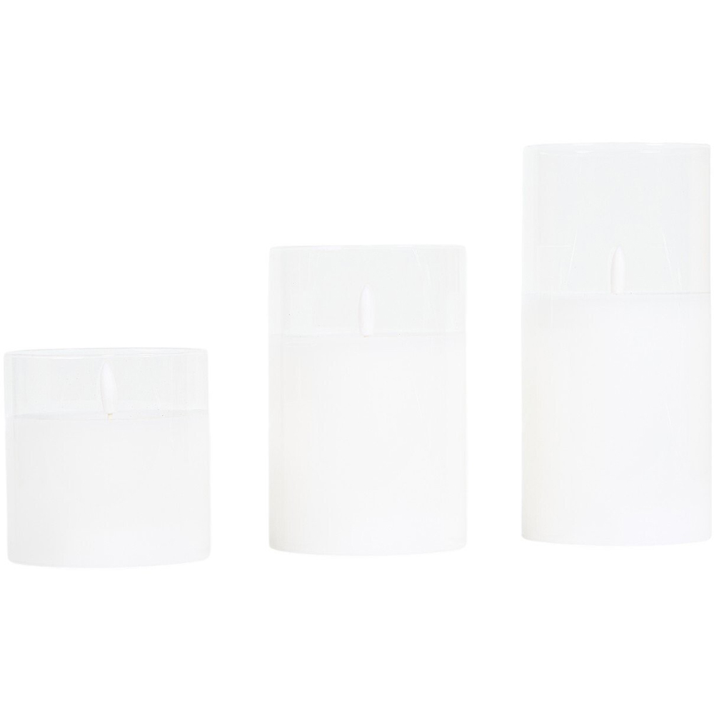 Set of 3 Clear LED Hurricane Candles - White Image 5
