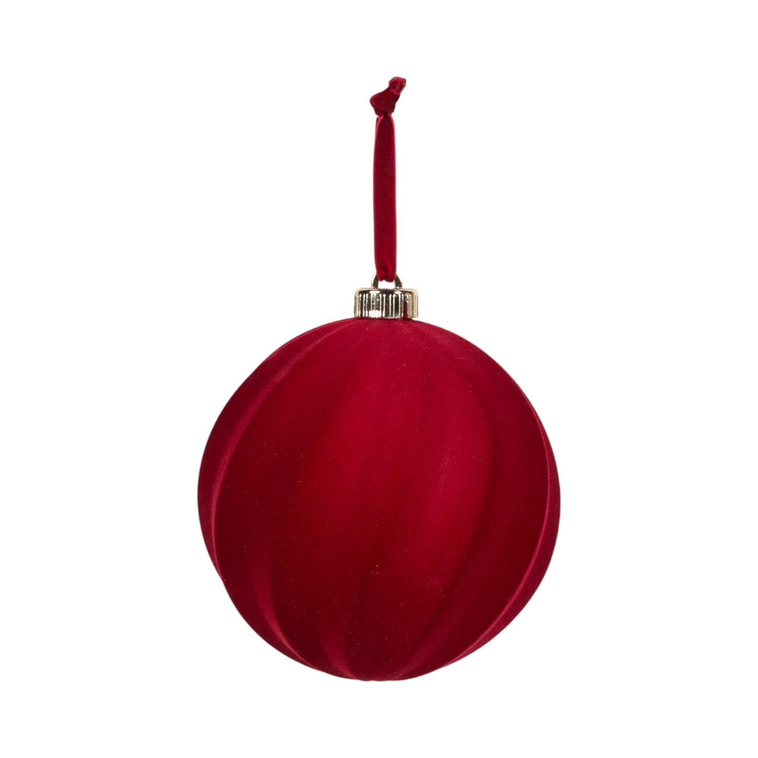 Pack of 4 Red and Green Flocked Baubles Image 5