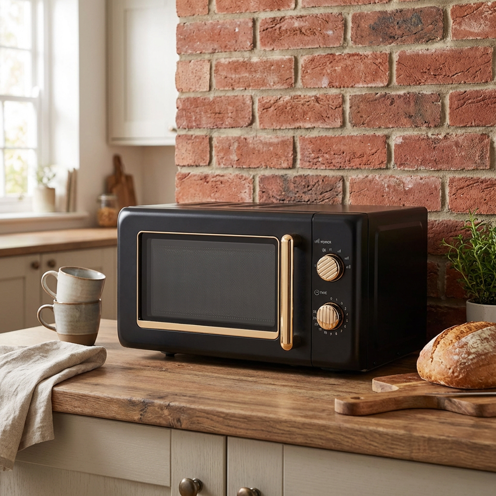 Ayano Microwave with Gold Accents 20L - Black and Gold Image 5