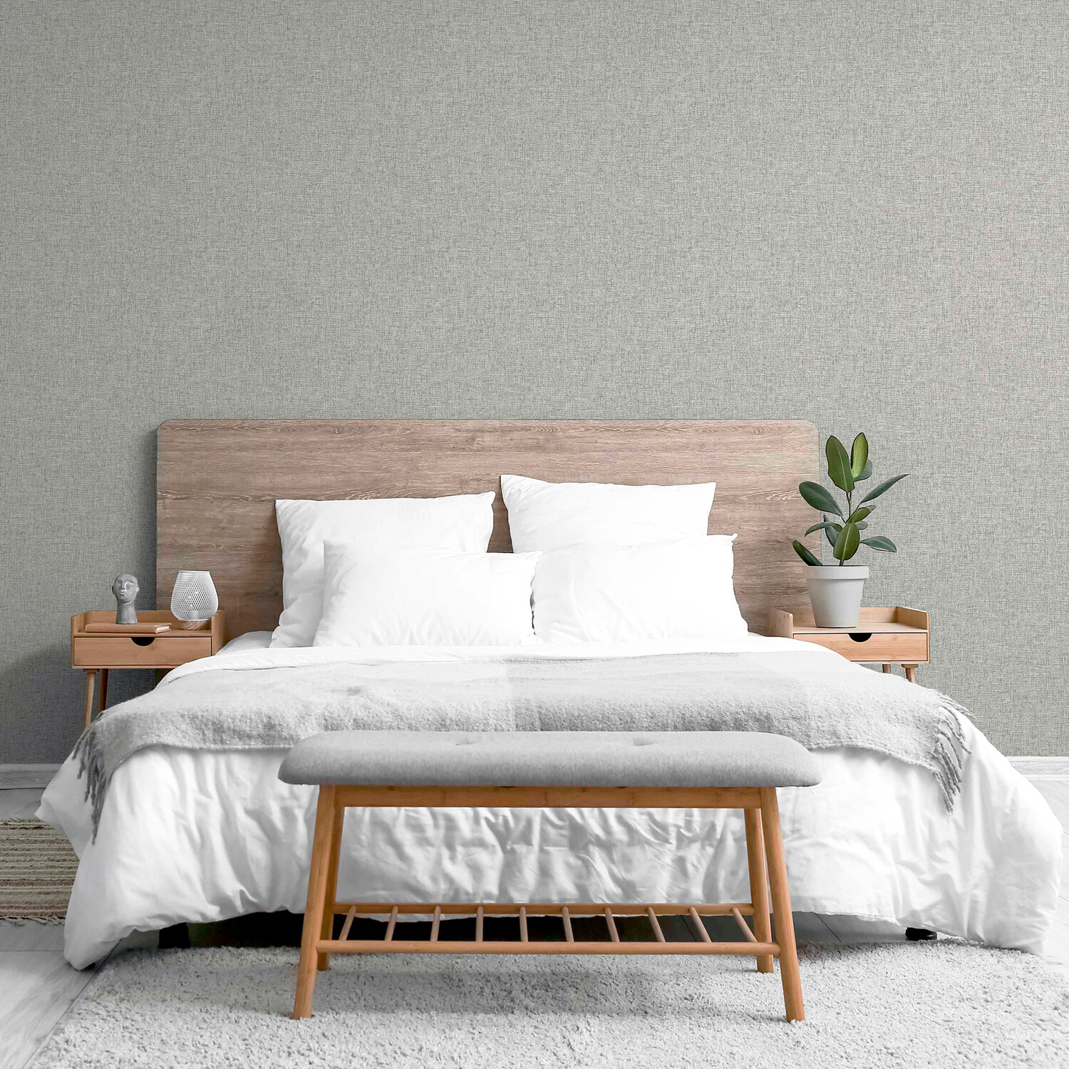 Linen Textured Wallpaper - Light Grey Image 6